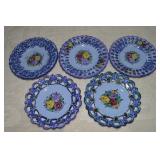 (5) Vintage Vestal Portugal Handpainted Lattice