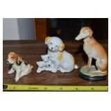 (3) Vintage Ceramic / Porcelain Dog Figures w/