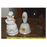 (3) Vintage Bells w/ Enesco Angel, Metal F Meyers