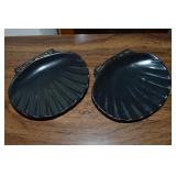 Pair Vintage Art Pottery Sea Shell Soap Dishes
