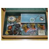 Art Deco Box w/ Pins, Gold Filled Cuff Link Pair,