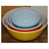 Vtg Pyrex Primary Colors 3pc Nesting Bowls w/