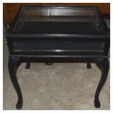 Vtg Black (Painted) Wood Curio End Table w/Queen