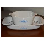(2) Vtg Corningware Blue Cornflower Baking Dishes