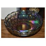 Vtg Federal Glass Yorktown Smoke Iridescent Carn