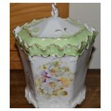 Antique Handpainted & Gilt Porcelain Biscuit Jar