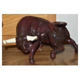 Vintage Handpainted Ceramic Charging Bull Figure
