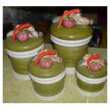 MCM 4pc Arnart Ceramic Garden Harvest Canister