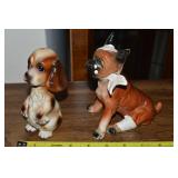 (2) Vintage Ceramic Dog Figures w/ Crying Boxer