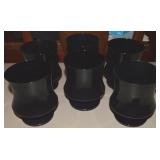 (6) MCM Seneca Black Glass Fashionables Footed