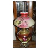 Antique GWTW Parlor Oil Lamp w/ Handpainted