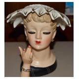 1956 Napco Ceramic C1840 Lady Head Vase w/