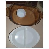 (3) Vtg Glass Baking Pcs w/ Glasbake 2353 Divided