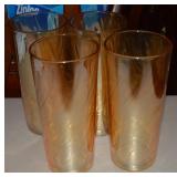 (4) Vtg Jeannette Marigold Carnival Glass Optic
