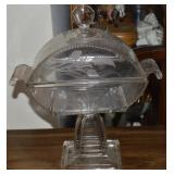 Antique EAPG Riverside Glass Jersey Lily Lidded