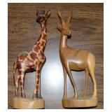 Vintage Carved Kenya African Wood Animals Figures