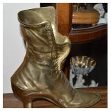 Vintage Solid Brass Ladies Boot Vase 9.5t