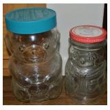 (2) Vintage Glass Jars w/ Skippy Bear + Kraft