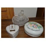 (3) Vintage Trinket Boxes w/ Glass Hofbauer Byrdes