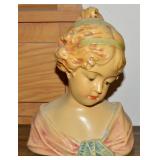 Vintage Chalkware Bust of a Young Girl 8.5t