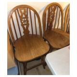 (2) Vtg Spindle Back Solid Wood Bar Stool/High