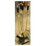 Brass 5 Piece Fireplace Set including Rack 33t