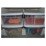 Shelf Contents Lot: (4) Lidded Totes w/ Craft