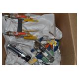 Box of Misc Star Wars Toys: Lego, Light Sabers+