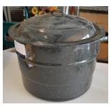 Vtg Granite Ware Lidded Pot 13.5"Diam w/Contents