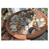 Textured Clay 15" Diam Bowl full of Rocks