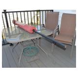 5 Piece + Umbrella & Base Metal & Mesh Patio