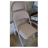 (2) Meco USA Beige Padded Folding chairs