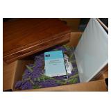 Box of Misc w/ Flatware Storage Case Faux Flowers+