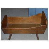 Vintage Wooden Doll Cradle 23" L