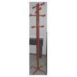 Vintage Red Metal Hat / Coat Rack 67" tall