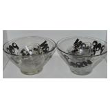 (2) Vintage Glass Pop Corn Serving Bowls + (7)