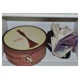 Shelf Contents Lot: Decorative Hat Box +