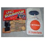 Misc Lot: Uno Rummy Up, Seat Cushions +