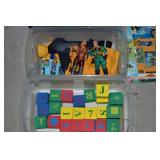 (2) Small Lidded Totes of Toys
