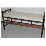 Vtg 2-Tone Metal w/ Cream Padded Bench 42w x