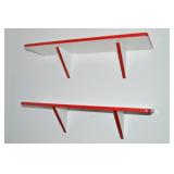 (2) Vintage Red & White Easy-off Wall Shelves