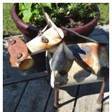 Rustic Metal Lawn & Garden Sculpture Cow w/