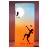 Art Deco Glass Nymph & Owl in Moonlight Cylinder