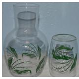 Vtg Libbey Glass Lily of the Valley Tumble Up Set