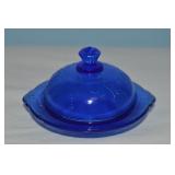 Vtg Mosser Cobalt Blue Glass Childs Covered Butter