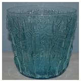 MCM Viking Ice Blue Glass Bamboo Pattern Vase