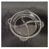 Imperial Candlewick Glass 4 Part Handled Relish