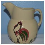 Vtg Watt Pottery Rooster Pattern Pitcher No 16 7"t