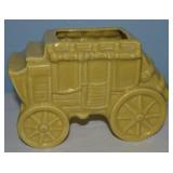 Vtg Dijon Yellow Art Pottery Stagecoach Planter