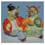 Vtg TT Japan Ceramic Painted Cow Bride & Groom